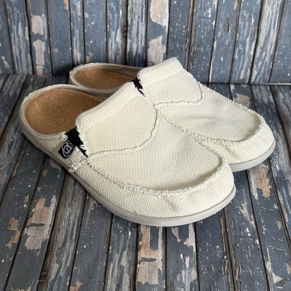 Spenco Siesta Slide Shoes Women Size 8 Tan Canvas Slip On Mule